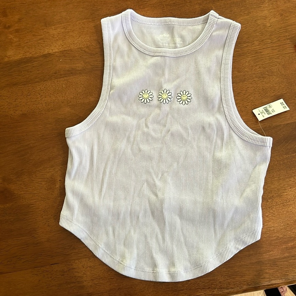 AERIE • Smiley New Day Curved Hem Tank Top